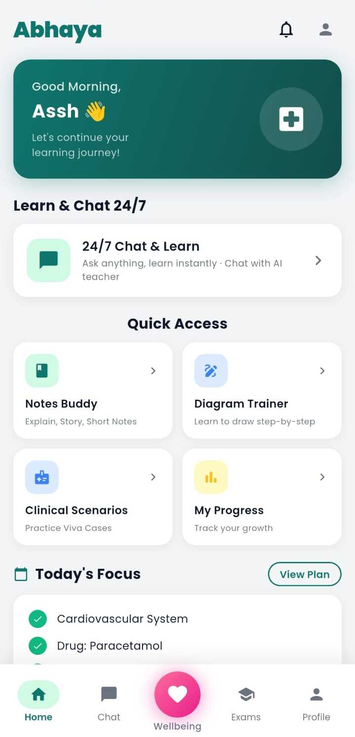 Abhaya Nursing Buddy splash screen — Empowering Future Nurses with AI
