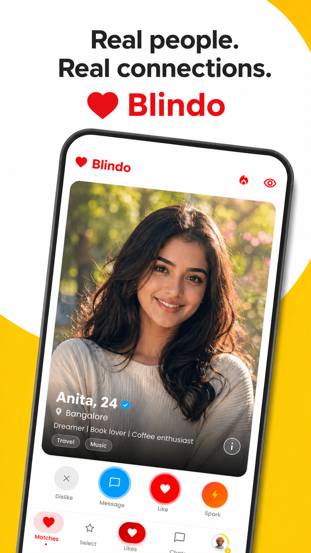 BlindO app splash screen inside a phone mockup