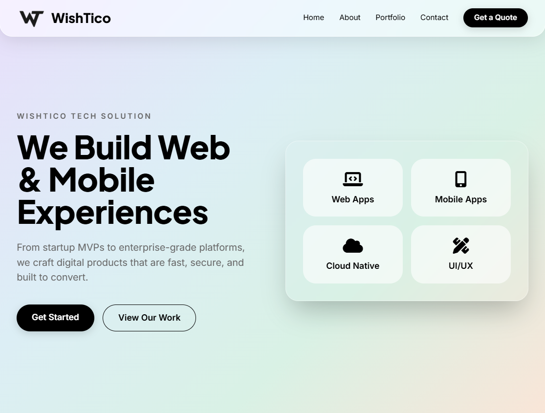 Wishtico website desktop preview inside a browser window