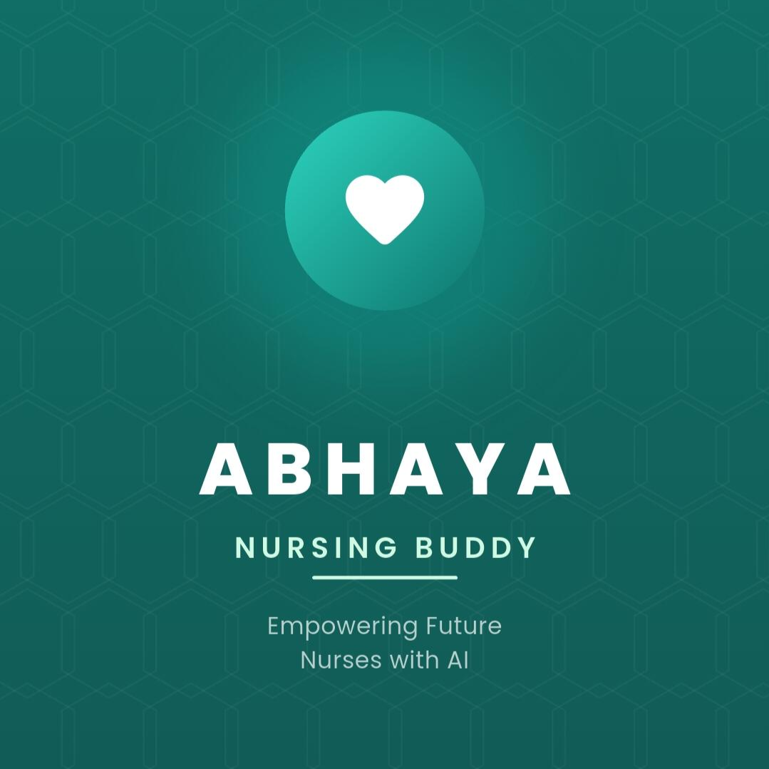 Abhaya Nursing Buddy – AI app for nurses with teal background and heart icon
