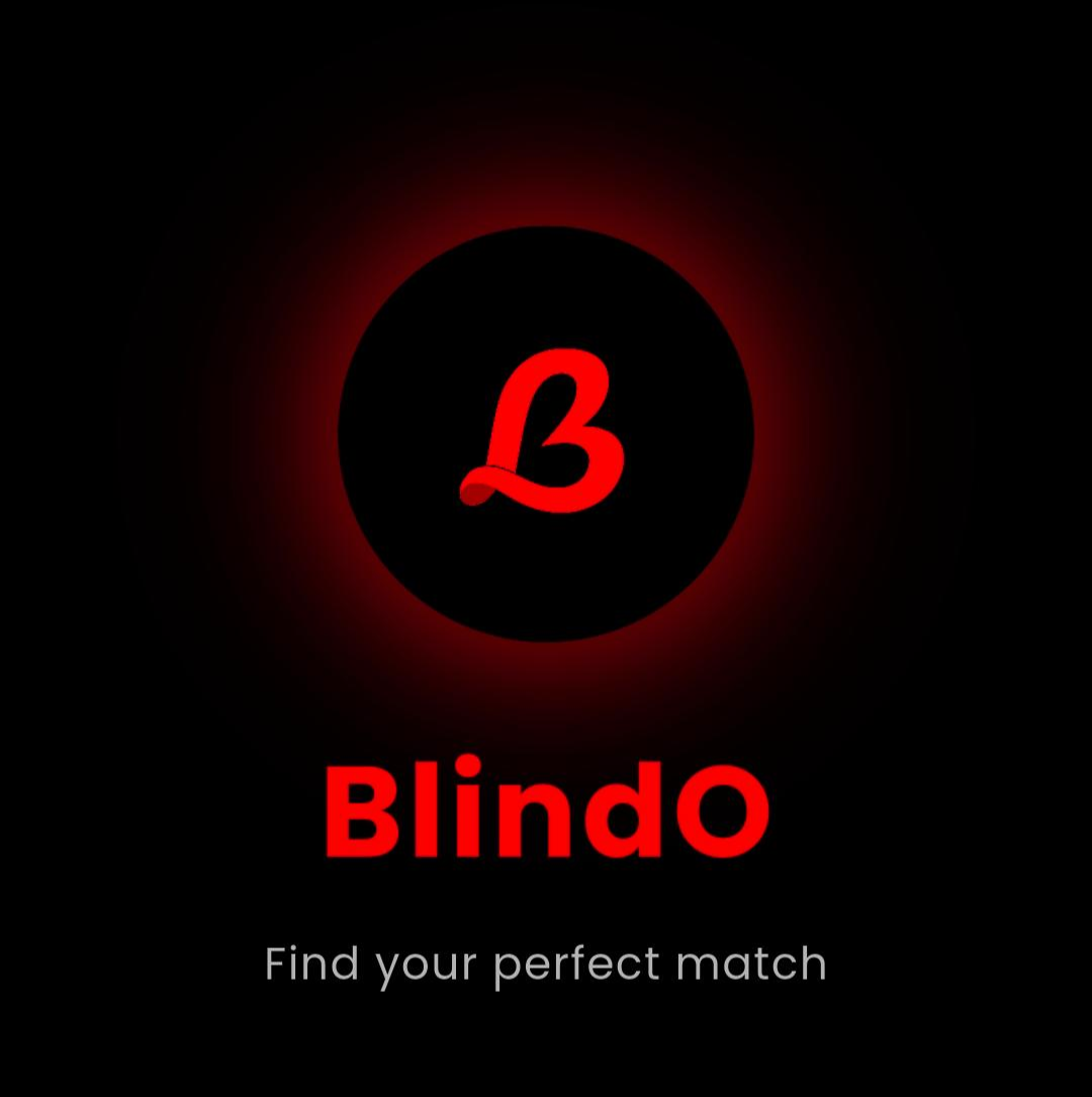BlindO – blind dating app with a black background and red B logo